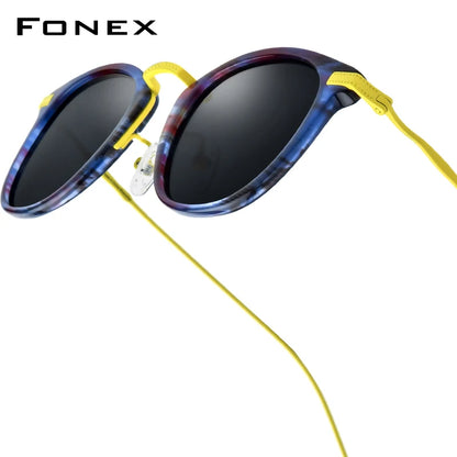 FONEX Acetate Titanium Polarized Sunglasses – Vintage Round Unisex Design
