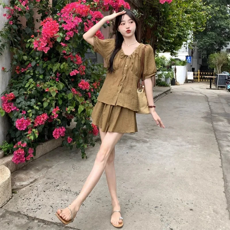 Tailored Button Shirt & Shorts Co-ord