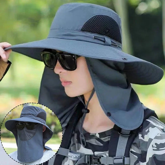 Quick-Dry Boonie Hat | Mesh Neck Mask Cover – Wide Brim Fisherman Cap