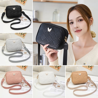 PU Leather Crossbody Bag | Butterfly Tags Solid Color