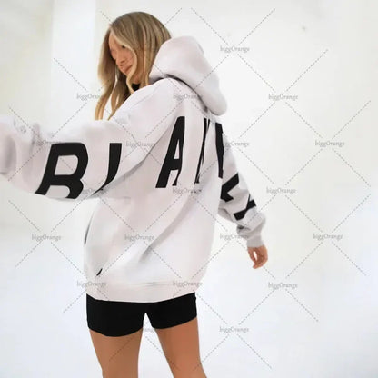 Oversized Letter Print Hoodie — Casual Streetwear, Y2K Inspired