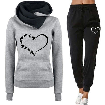 Printed Hooded Sweatshirt & Jogging Pants Set – Autumn/Winter