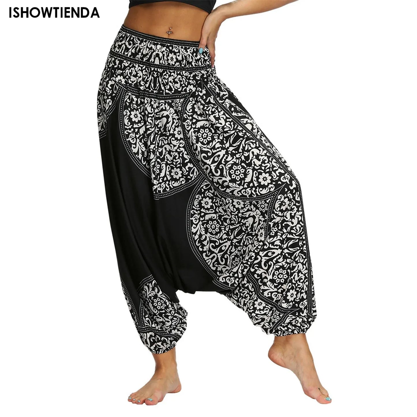 Boho Harem Pants — Printed Wide-Leg Fit