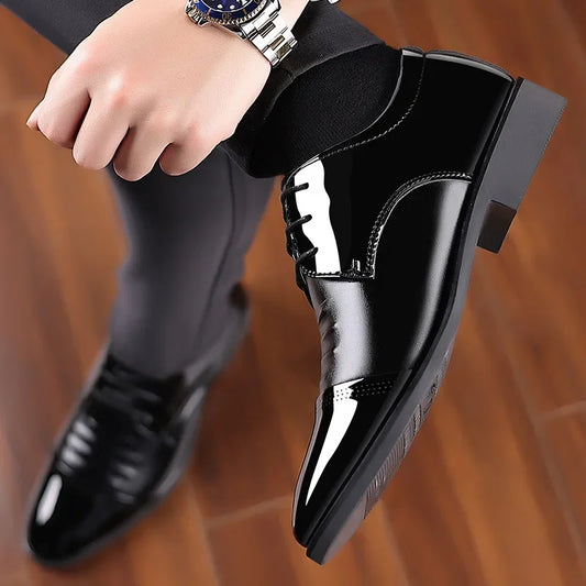 Patent Pointed Toe Oxfords — Formal Wedding Style in Large Sizes