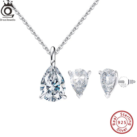 Dazzling Zirconia Set – Sterling Silver Pendant & Studs