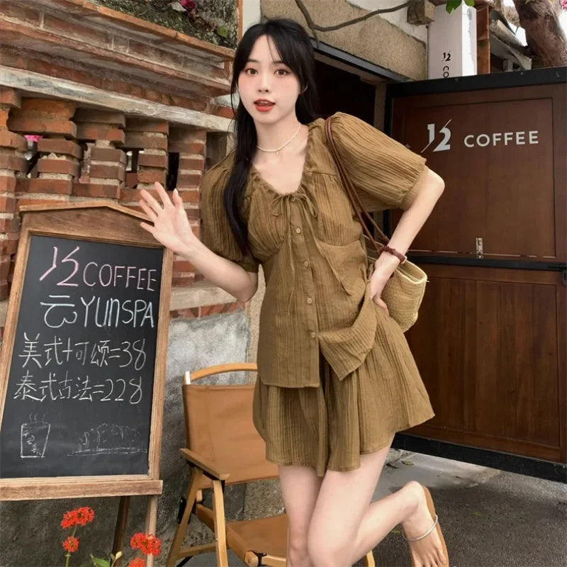 Tailored Button Shirt & Shorts Co-ord