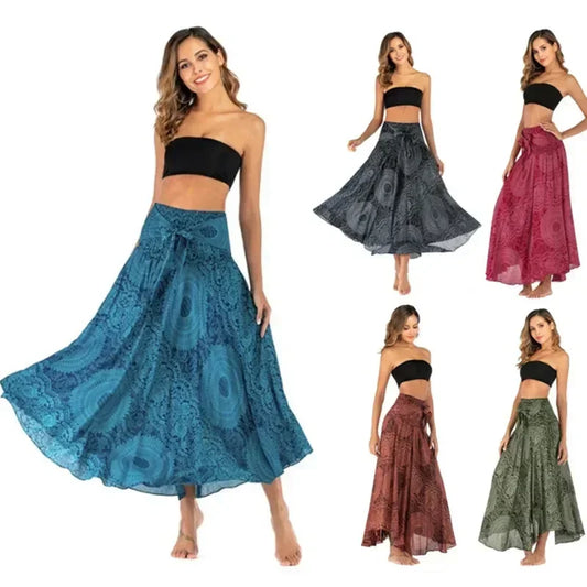 Black Patchwork Bandage  Skirt — Ankle-Length
