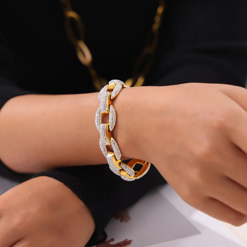 Chain Link Bangle – Gold Stainless Steel Bracelet for Women
