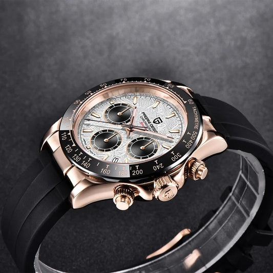 Retro Chronograph Watch – Quartz Movement, Sapphire Glass, Waterproof Steel