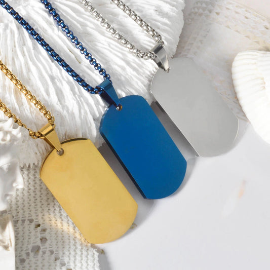 Military ID Tag Necklace – 304 Stainless Steel Pendant, Hip Hop Style for Men & Women