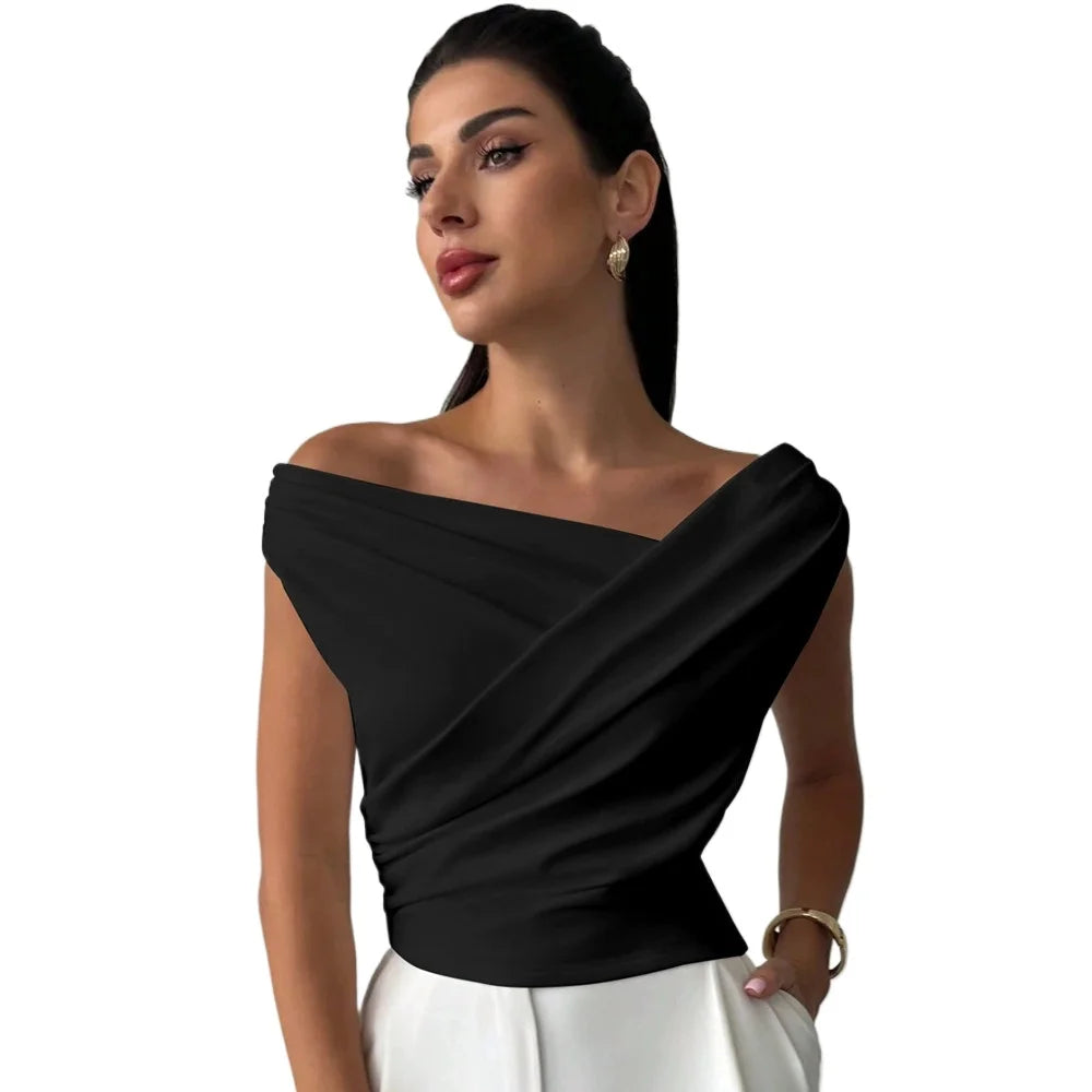 Minimalist Edge – Sleeveless Casual Tee for Women