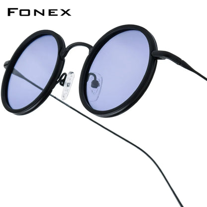 FONEX Acetate Titanium Polarized Sunglasses – Vintage Round Unisex Design
