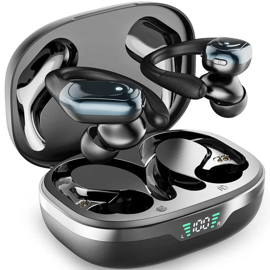 BX17 Bluetooth TWS Earphones com Gancho para Ouvido, Controle por Botões e Microfone para Corrida e Atividades Físicas