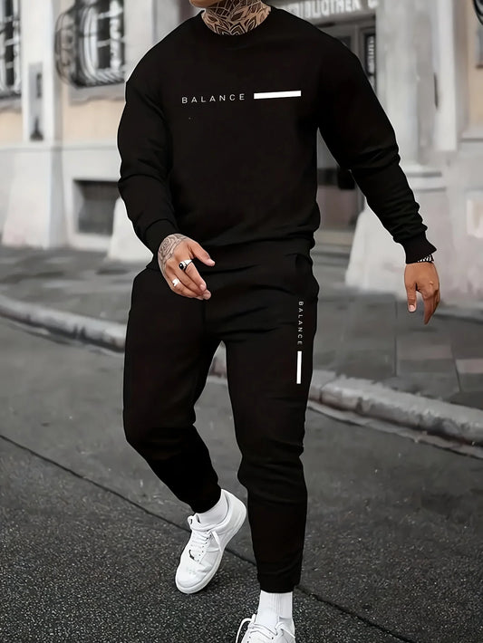 Printed Hoodie & Jogging Pants Set – Polyester Casual