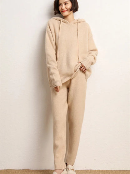 Cashmere Knit Sweater & Harem Pants Set – Autumn Winter Suit