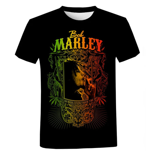 Bob Marley 3D Print Tee – Casual Music Vibes