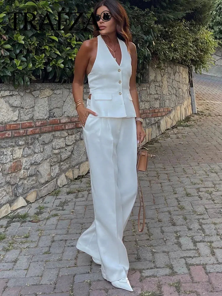 Halter Blazer Vest & Trousers Suit