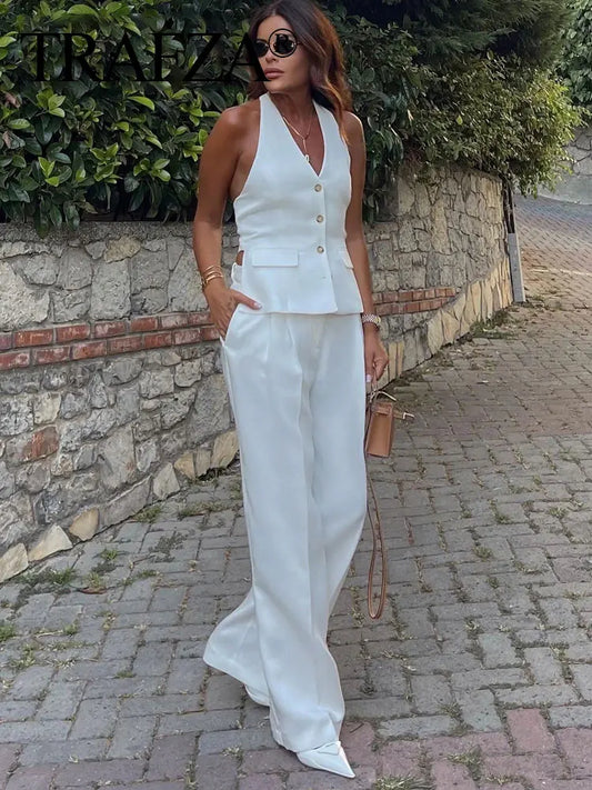 Halter Blazer Vest & Trousers Suit