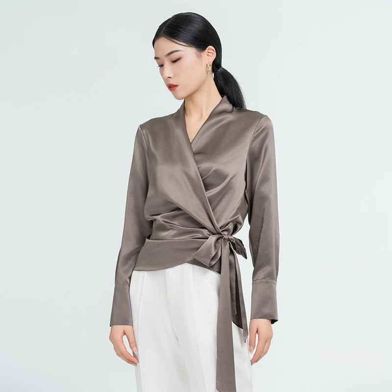 Linen Blend Lapel Shirt — Short Sleeve, Pocket Detail