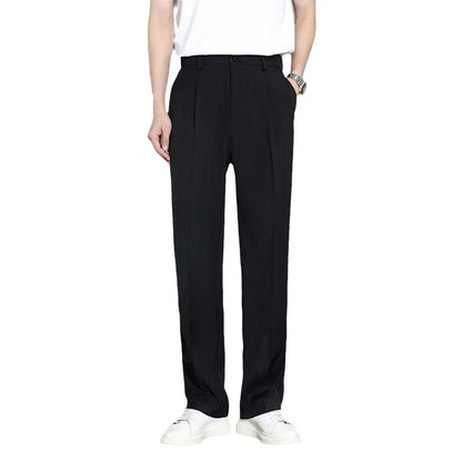 Solid Color Fashion Straight Pants – Zipper Pockets