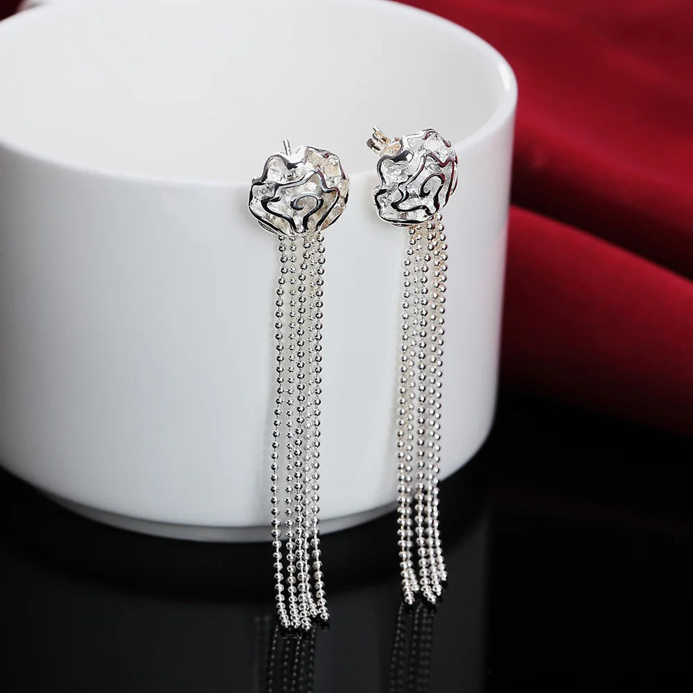 Rose Flower Jewelry Set – Romantic Sterling Silver