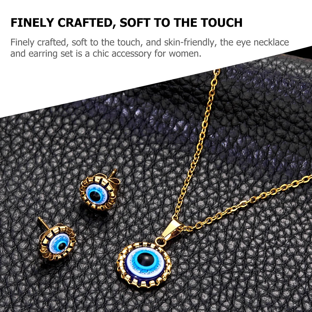Evil Eye Jewelry Set – Blue Pendant & Earrings