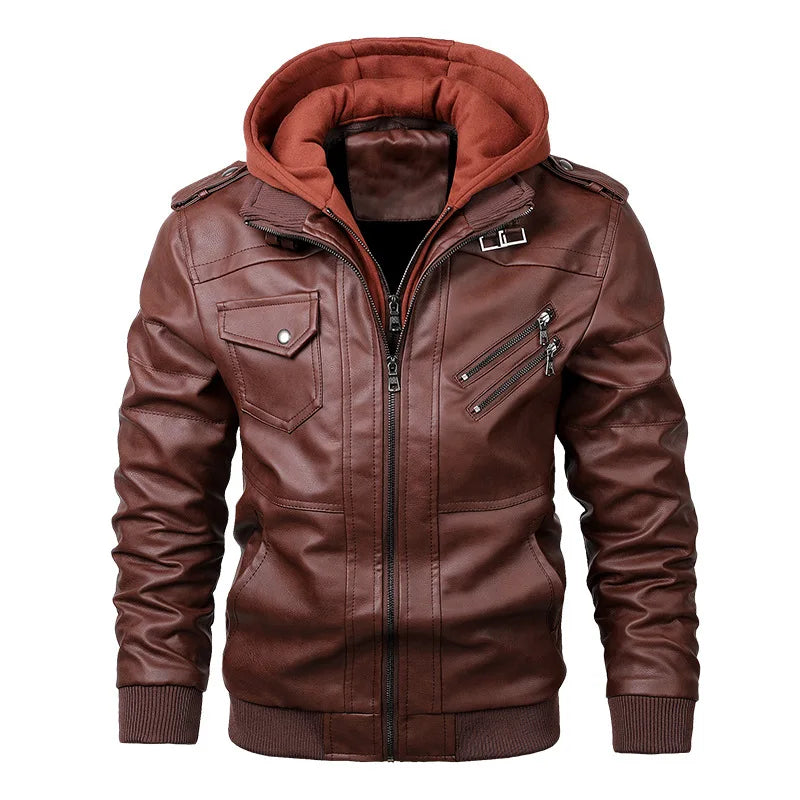 PU Motorcycle Leather Jacket — Slim Fit Biker Coat, Autumn Collection