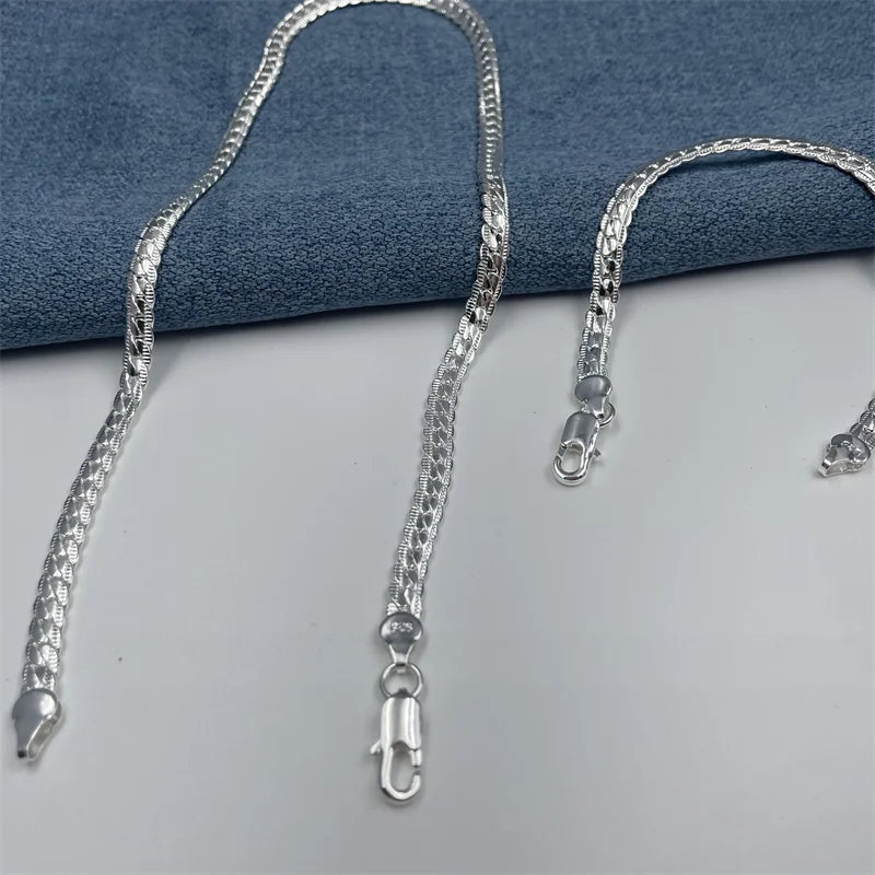 Full Chain Necklace & Bracelet Set – 925 Silver