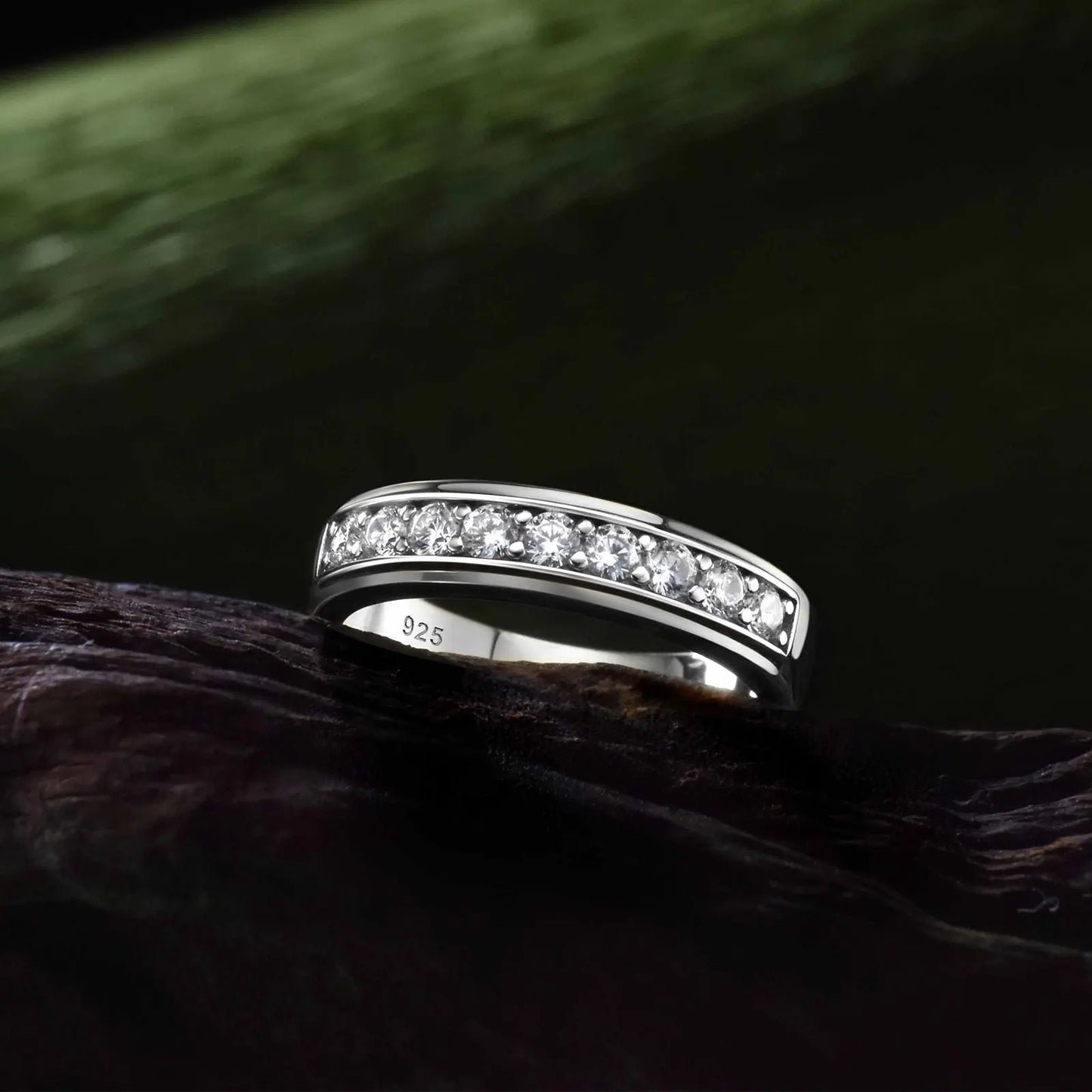 Moissanite Wedding Ring for Men – 925 Sterling Silver Eternity Band