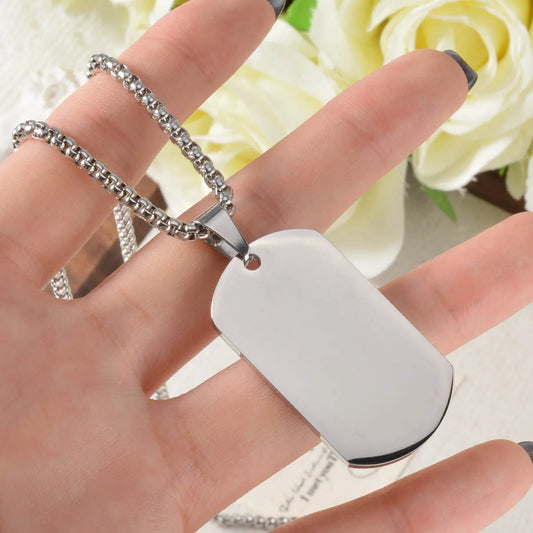 Military ID Tag Necklace – 304 Stainless Steel Pendant, Hip Hop Style for Men & Women