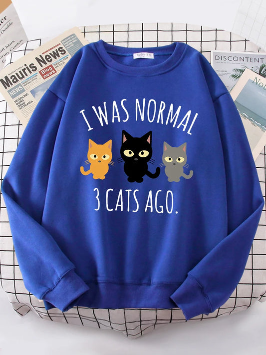 "I Was Normal 3 Cats Ago" Hoodie — Playful Fleece Pullover