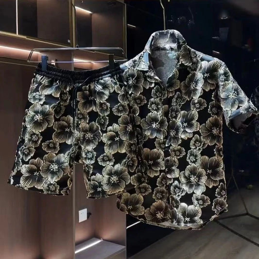Printed Nylon Shirt & Shorts Set – Kpop Trend 2025