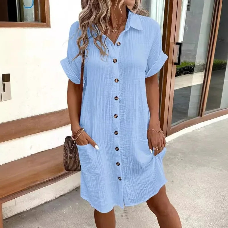 Chiffon Spaghetti Strap Mini Dress — Elastic High Waist Casual