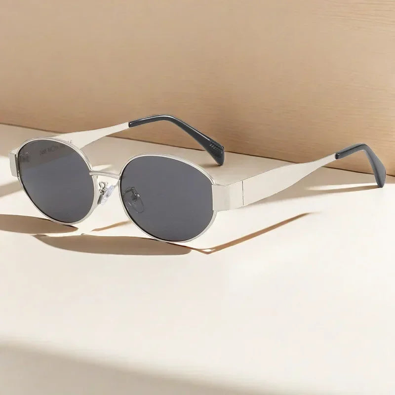 NovaShield | Oval Metal Sunglasses – Vintage Chic, Full UV Sunblock