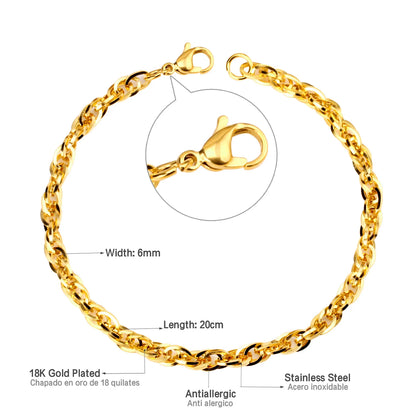 Cuban Chain Bracelet – Stainless Steel, Gold-Tone, Punk Style Jewelry for Men & Women