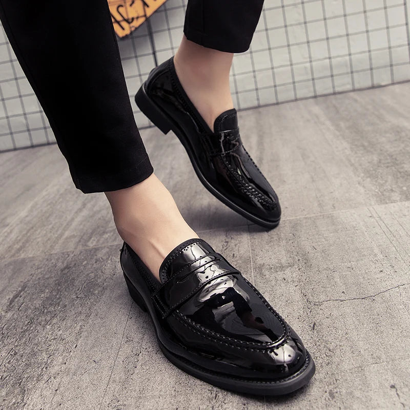 Glossy Leather Loafers — Paris-Inspired Elegance with Gold Accents