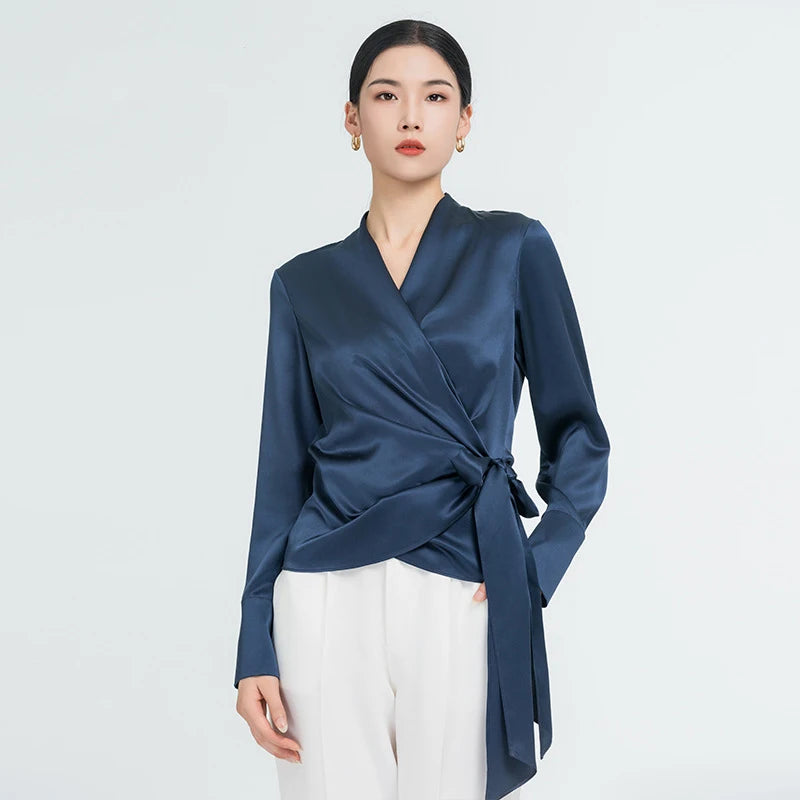 Linen Blend Lapel Shirt — Short Sleeve, Pocket Detail