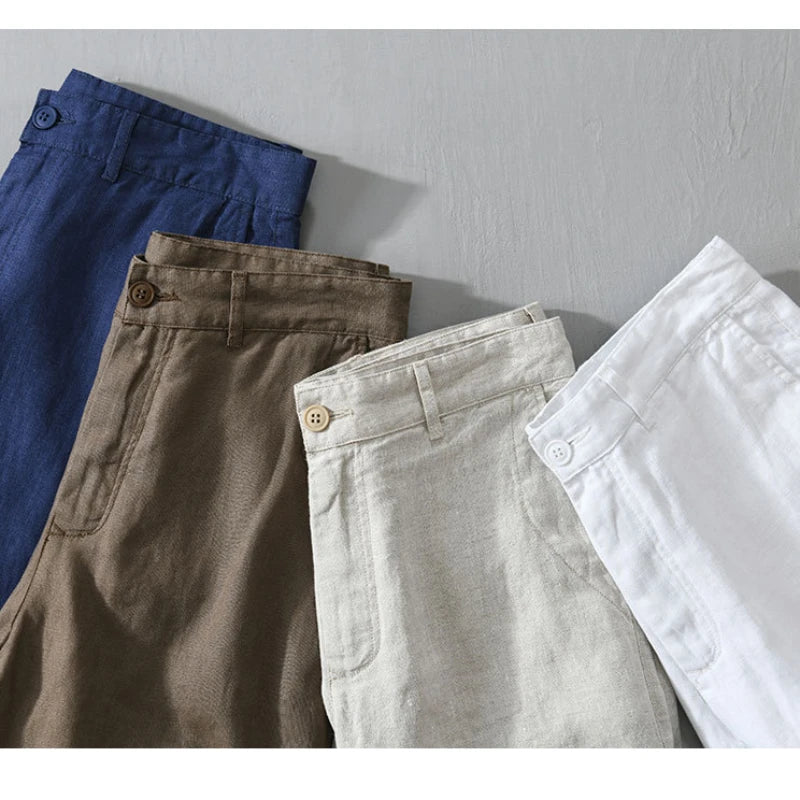 100% Linen Slim Shorts – Summer Streetwear