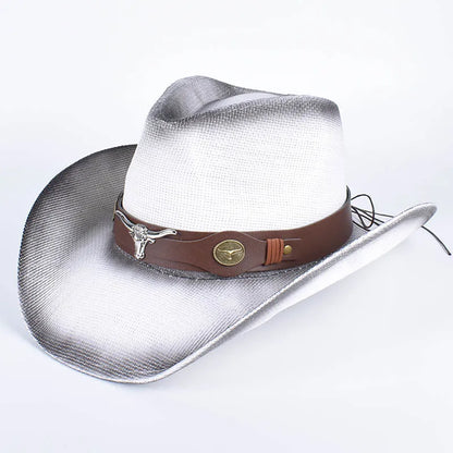 Vintage Pink Straw Cowboy Hat | Wide Brim Panama Style – Summer Beachwear