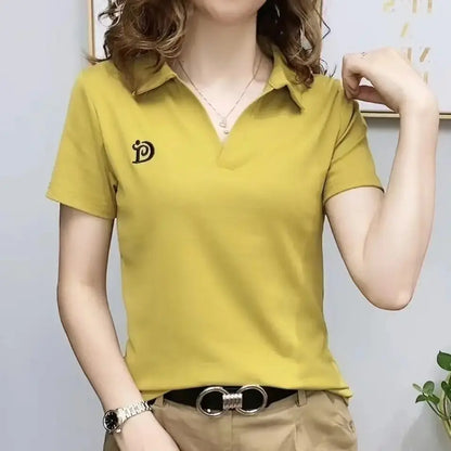 V-Neck Polo T-shirt — Slim Fit Women's Summer Top