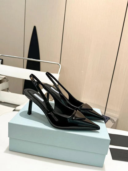 TkMode | Black Genuine Leather Sandals – 7CM Heel & 3CM Platform