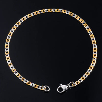 Cuban Link Bracelet – Silver & Gold Stainless Steel Design