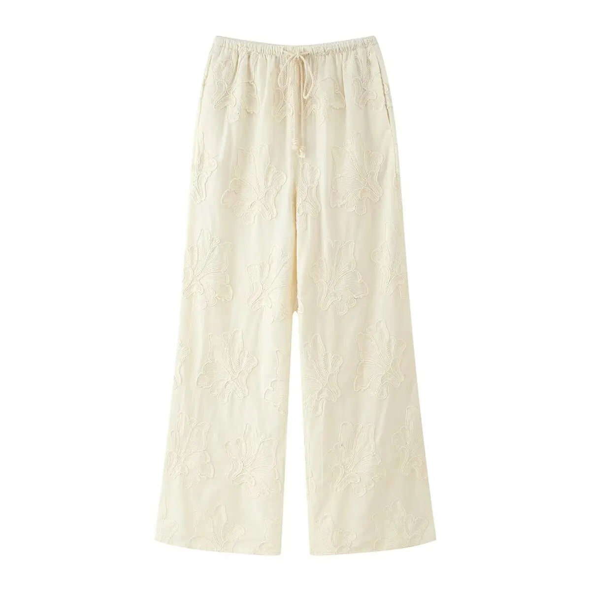 Embroidered Retro Set – Lace-up Vest & Summer Trousers