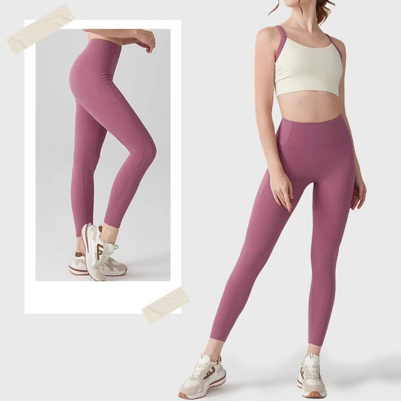 Colorblock Crossback Sports Bra & High-Waist Hip-Lift Fitness Pants Set — Seamless Activewear