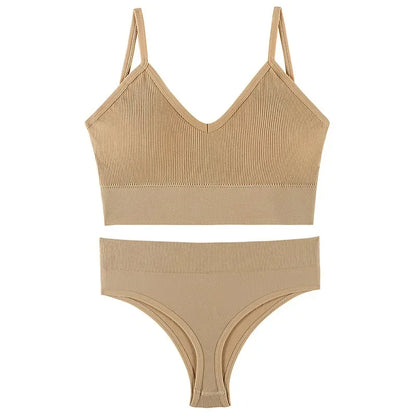 Wireless Seamless Lingerie Set – G-String & Crop Top