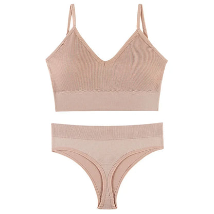 Wireless Seamless Lingerie Set – G-String & Crop Top