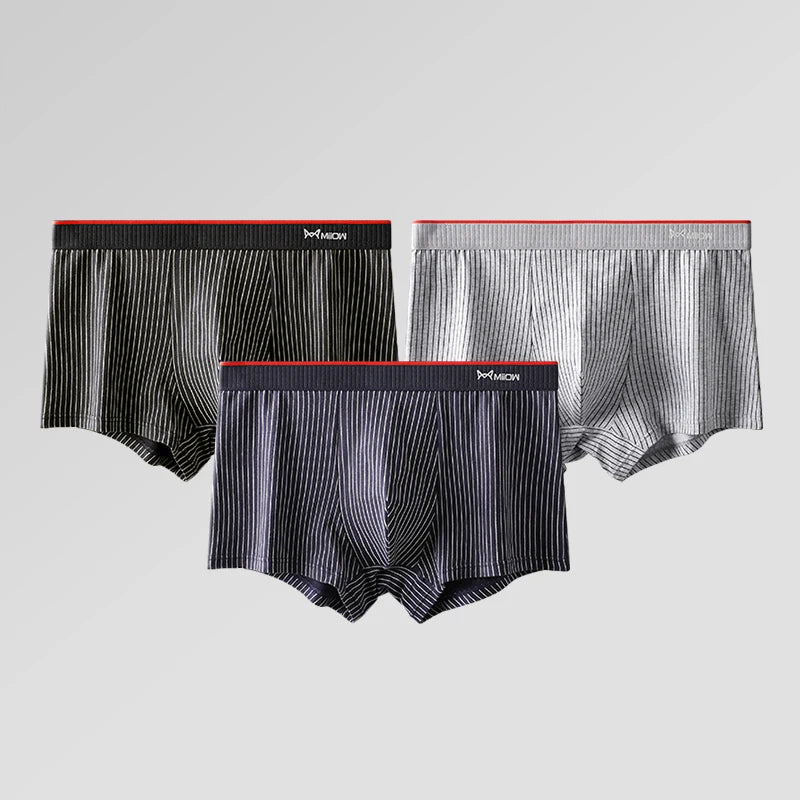 Organic Cotton Boxer Shorts – 3/4-Pack Striped Antibacterial Seamless Underpants (Up to 5XL)