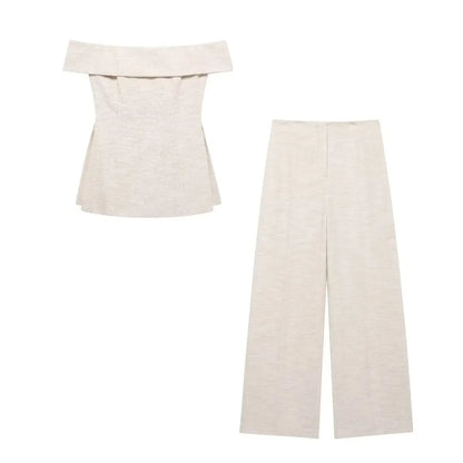 Back Zipper Crop Top & Zip-up Pants Set – Casual Wide Leg Suit