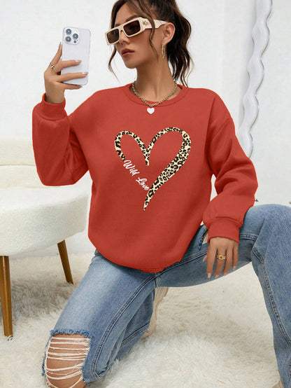 Leopard Heart Crewneck — Fur-Lined Sweatshirt, Urban Wild Print