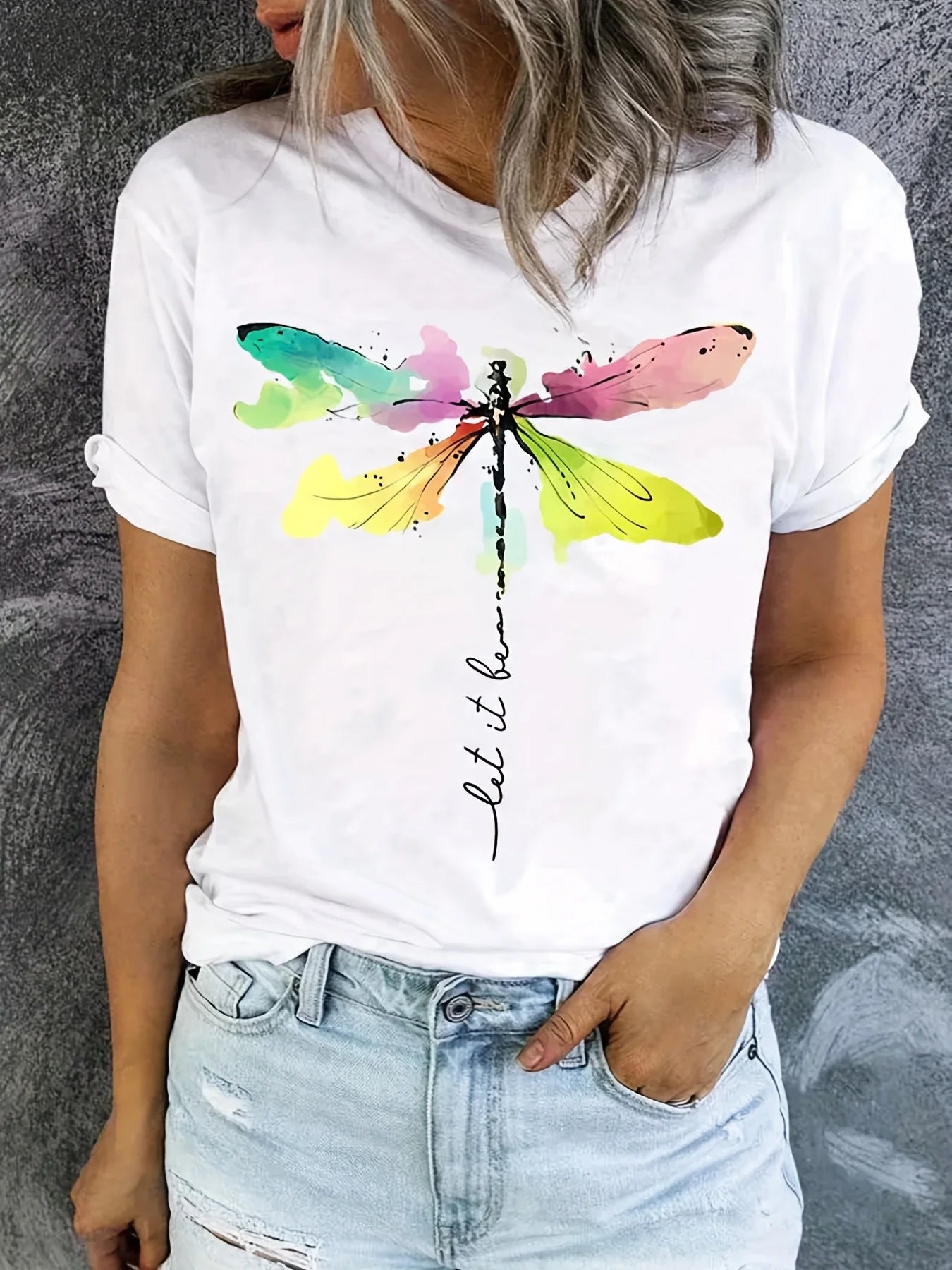 Spring Breeze – Dragonfly Graphic Short Sleeve Top